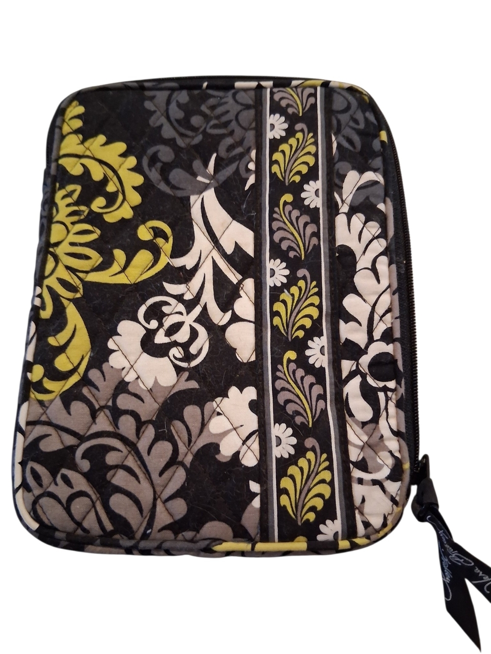 Vera Bradley Quilted Floral Tablet Sleeve -8 In Black & Lime